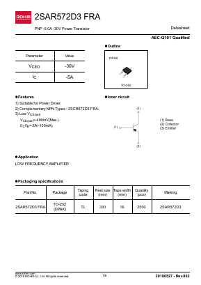 2SAR572D3FRA Datasheet PDF ROHM Semiconductor