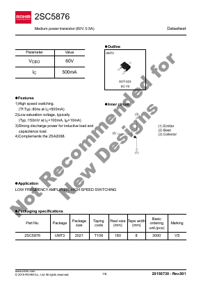 2SC5876 Datasheet PDF ROHM Semiconductor