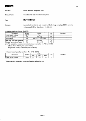 BD1604MUV Datasheet PDF ROHM Semiconductor