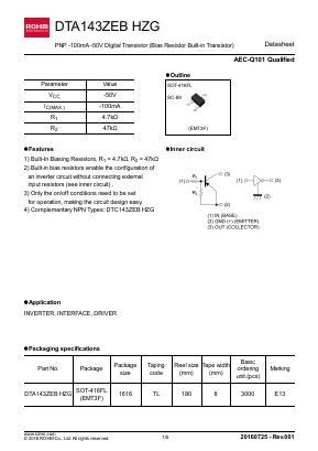 DTA143ZEBHZG Datasheet PDF ROHM Semiconductor