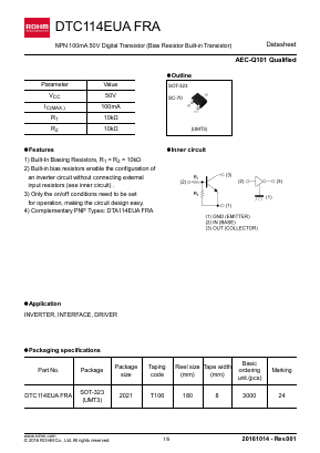 DTC114EUAFRA Datasheet PDF ROHM Semiconductor