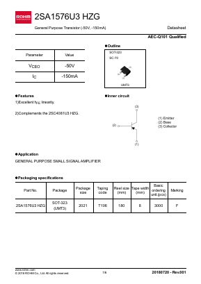2SA1576U3HZG Datasheet PDF ROHM Semiconductor