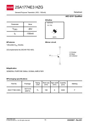 2SA1774E3HZG Datasheet PDF ROHM Semiconductor