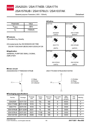 2SA1576U3 Datasheet PDF ROHM Semiconductor