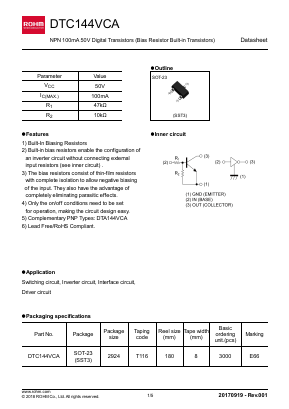 DTC144VCA Datasheet PDF ROHM Semiconductor