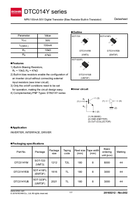 DTC014Y Datasheet PDF ROHM Semiconductor