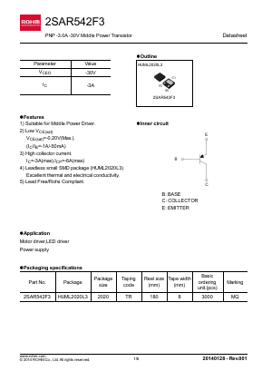 2SAR542F3 Datasheet PDF ROHM Semiconductor