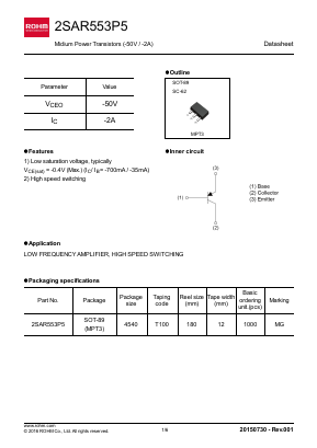 2SAR553P5 Datasheet PDF ROHM Semiconductor