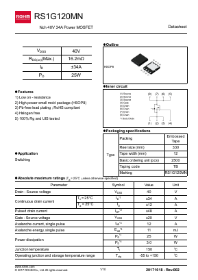 RS1G120MN Datasheet PDF ROHM Semiconductor