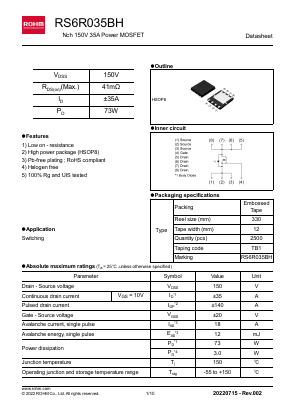 RS6R035BH Datasheet PDF ROHM Semiconductor