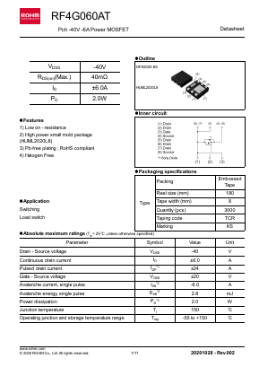 RF4G060AT Datasheet PDF ROHM Semiconductor