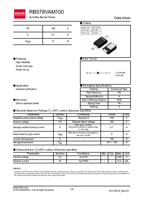 RB578VAM100 Datasheet PDF ROHM Semiconductor