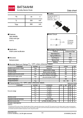 BAT54AHM Datasheet PDF ROHM Semiconductor