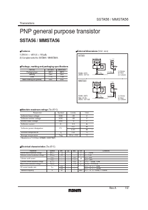 SSTA56T116 Datasheet PDF ROHM Semiconductor