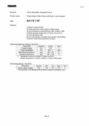 BA7613F Datasheet PDF ROHM Semiconductor