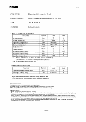 BA6906F Datasheet PDF ROHM Semiconductor