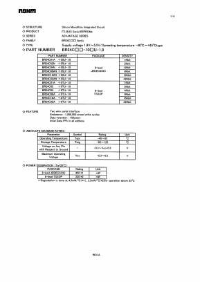 BR24C02-10TU-1.8 Datasheet PDF ROHM Semiconductor
