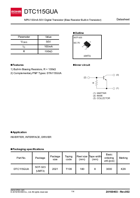 DTC115GUA Datasheet PDF ROHM Semiconductor