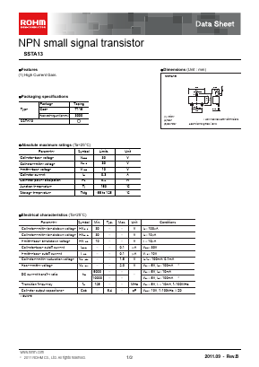 SSTA13 Datasheet PDF ROHM Semiconductor
