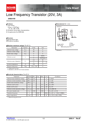 2SD2150 Datasheet PDF ROHM Semiconductor