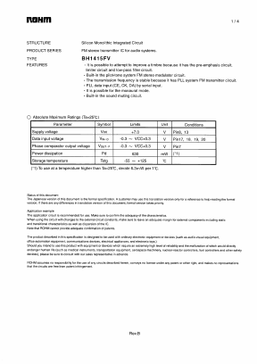 BH1415FV-E2 Datasheet PDF ROHM Semiconductor