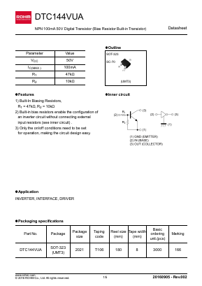 DTC144VUA Datasheet PDF ROHM Semiconductor