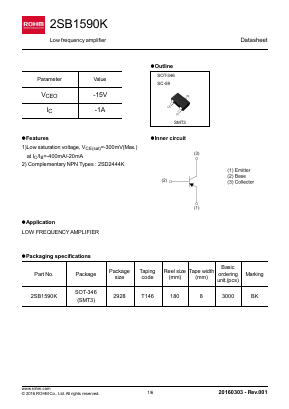 2SB1590K Datasheet PDF ROHM Semiconductor