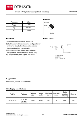 DTB123TK Datasheet PDF ROHM Semiconductor