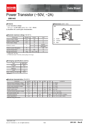 2SB1443TV2 Datasheet PDF ROHM Semiconductor