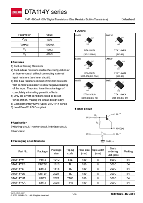DTA114YE Datasheet PDF ROHM Semiconductor