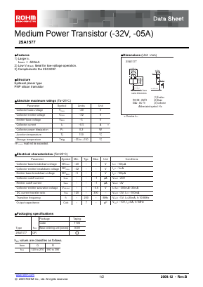 2SA1577Q_09 Datasheet PDF ROHM Semiconductor