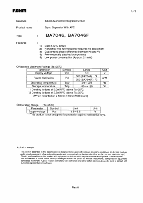 BA7046F Datasheet PDF ROHM Semiconductor