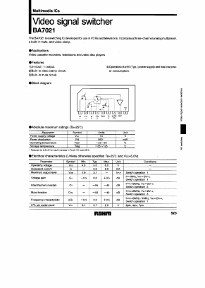 BA7021 Datasheet PDF ROHM Semiconductor
