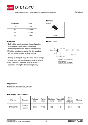 DTB123YC Datasheet PDF ROHM Semiconductor