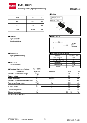 BAS16HY Datasheet PDF ROHM Semiconductor