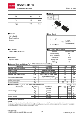 BAS40-04HY Datasheet PDF ROHM Semiconductor