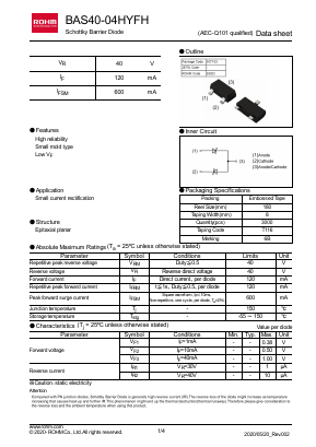 BAS40-04HYFH Datasheet PDF ROHM Semiconductor