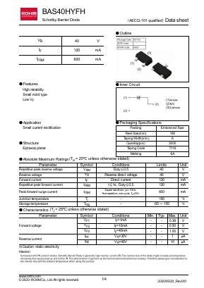 BAS40HYFHT116 Datasheet PDF ROHM Semiconductor