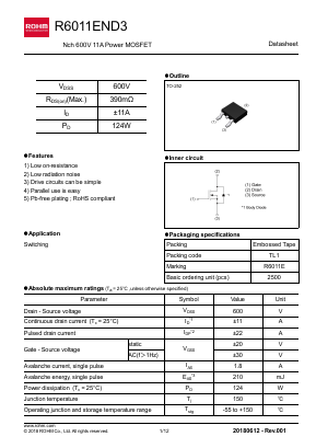 R6011END3 Datasheet PDF ROHM Semiconductor