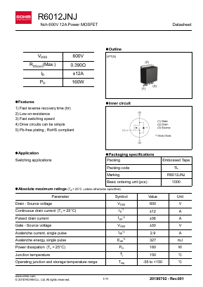 R6012JNJ Datasheet PDF ROHM Semiconductor