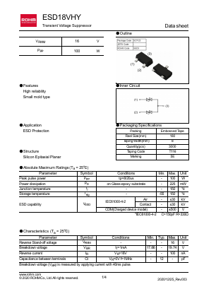 ESD18VHY Datasheet PDF ROHM Semiconductor