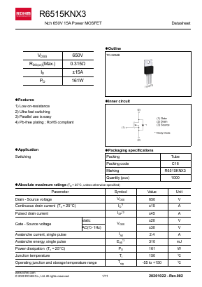 R6515KNX3 Datasheet PDF ROHM Semiconductor