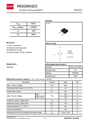 R6509KND3 Datasheet PDF ROHM Semiconductor