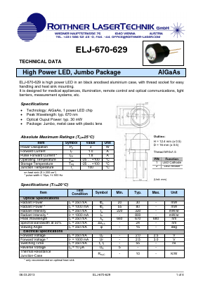 ELJ-670-629 Datasheet PDF Roithner LaserTechnik GmbH