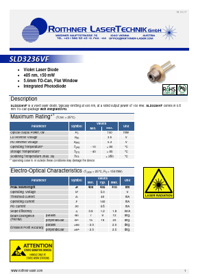 SLD3236VF Datasheet PDF Roithner LaserTechnik GmbH