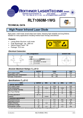 RLT1060M-1WG Datasheet PDF Roithner LaserTechnik GmbH
