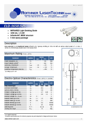 ELD-1650-525 Datasheet PDF Roithner LaserTechnik GmbH