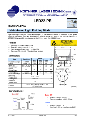 LED22-PR Datasheet PDF Roithner LaserTechnik GmbH