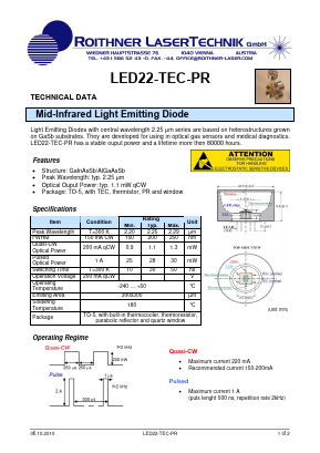 LED22-TEC-PR Datasheet PDF Roithner LaserTechnik GmbH