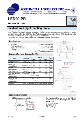 LED20-PR Datasheet PDF Roithner LaserTechnik GmbH